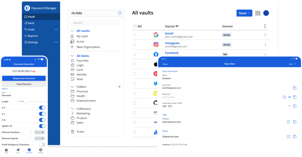Screen shot of a popular password manager