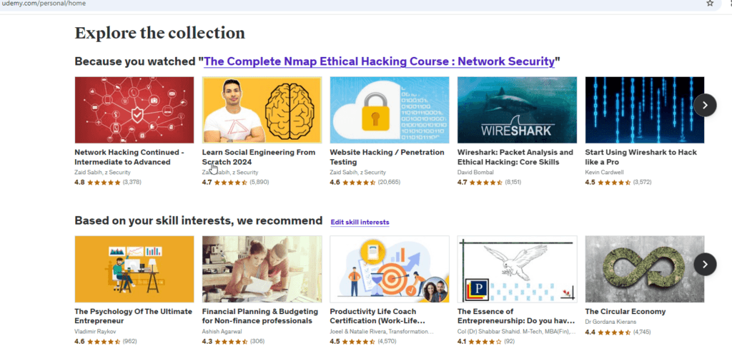 List of Udemy courses