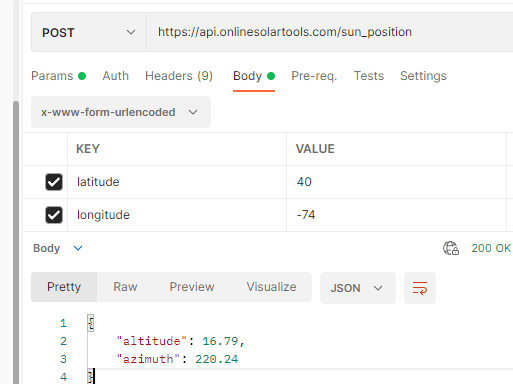 Postman application making an API call