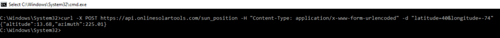 API call being made using CURL