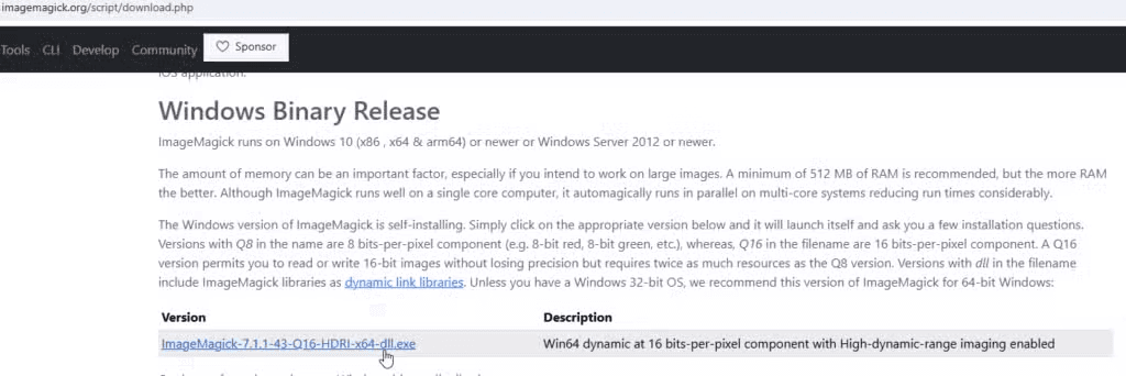 Download page for ImageMagick