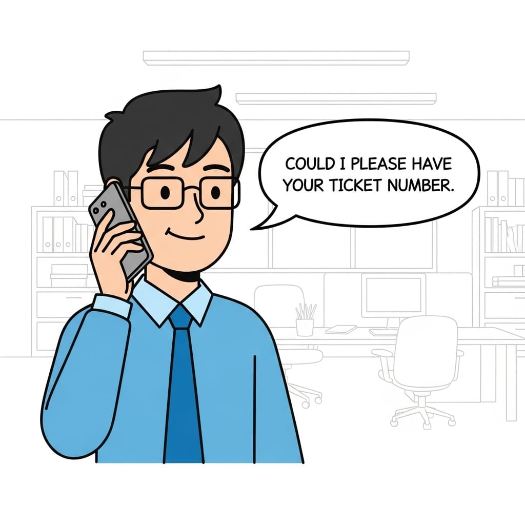 IT worker asked for a 'ticket number'